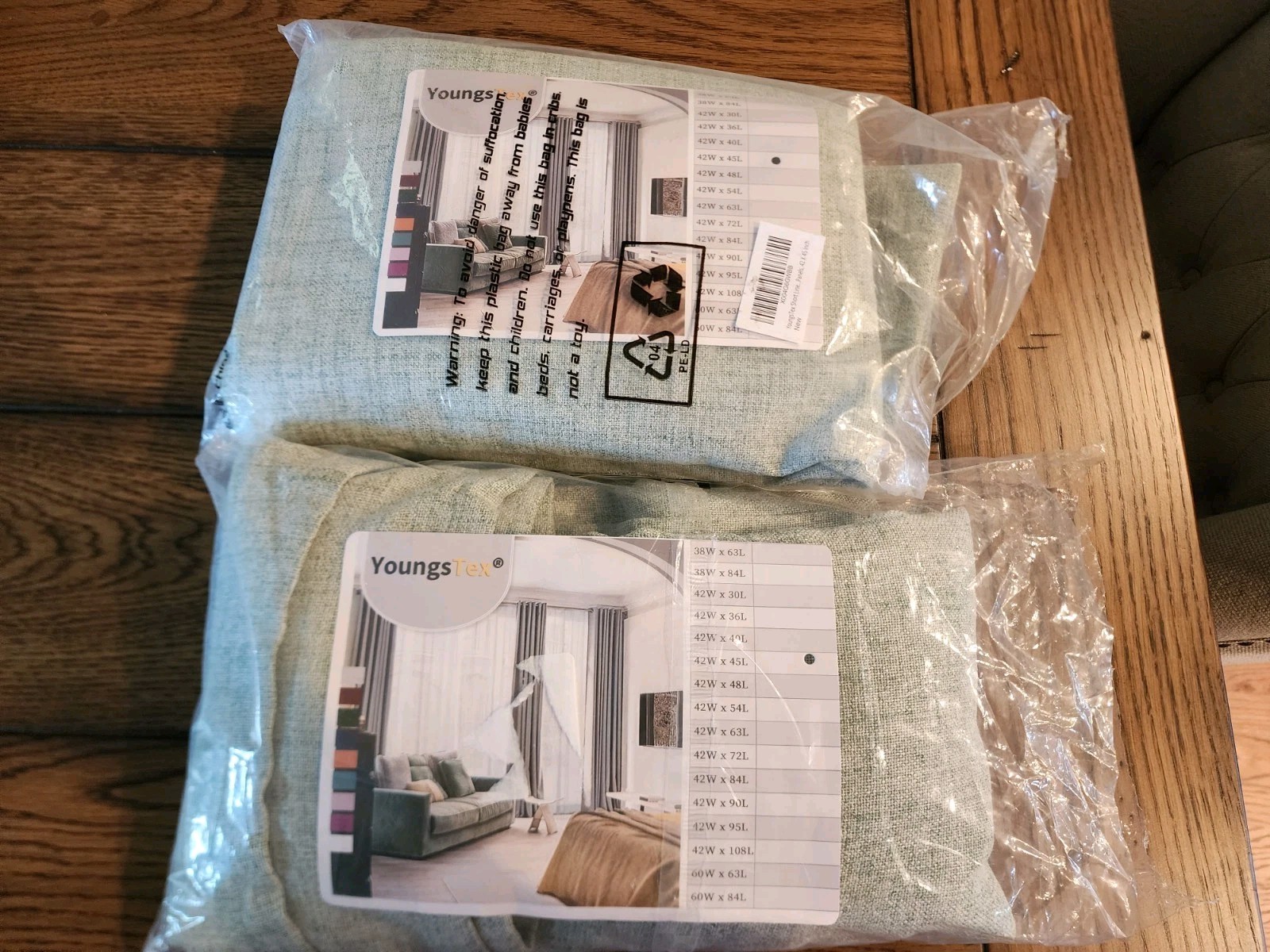 Youngstex Linen Curtains, Light Filtering. 4 Panels, 42 W X 45 L