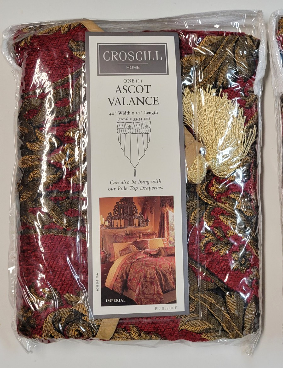 Croscill Imperial ( 1 ) Ascot Valance 40×21 Red w/ Gold Tassel PLS READ Multi