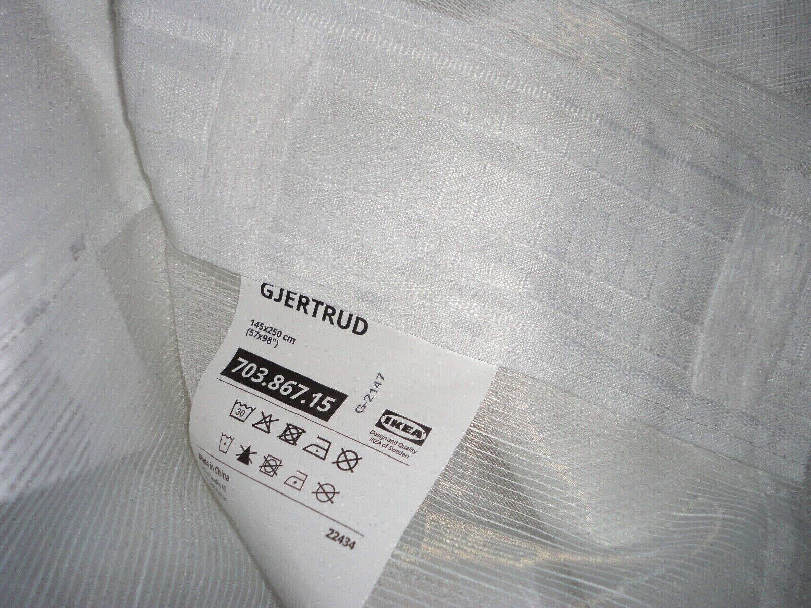 IKEA GJERTRUD OFF-WHITE RIBBED SEMI SHEER (2) UNLINED DRAPERY PANELS 57 X 98