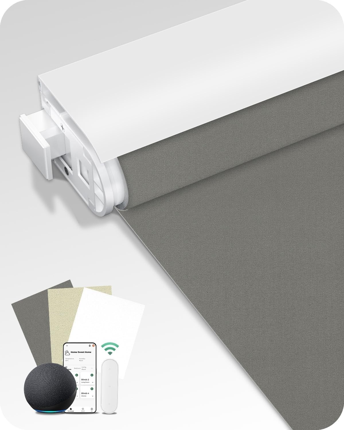 Smart Electric Blinds – Remote Control, 100% Blackout, Smoky Gray 22×72