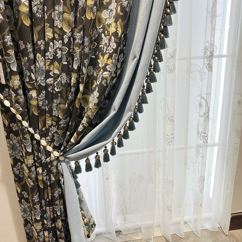 Luxury American Villa Shade Chenille cloth blackout curtain valance drape C2137