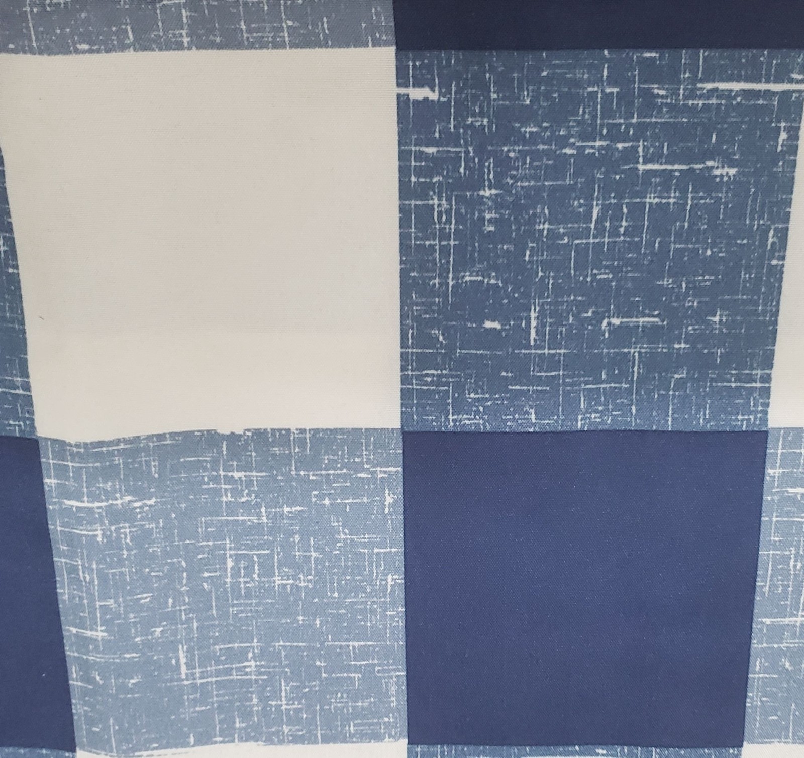 1 Fabric Printed Valance(18″x60″)(no tiers) BLUE & WHITE BUFFALO CHECK DESIGN,LK