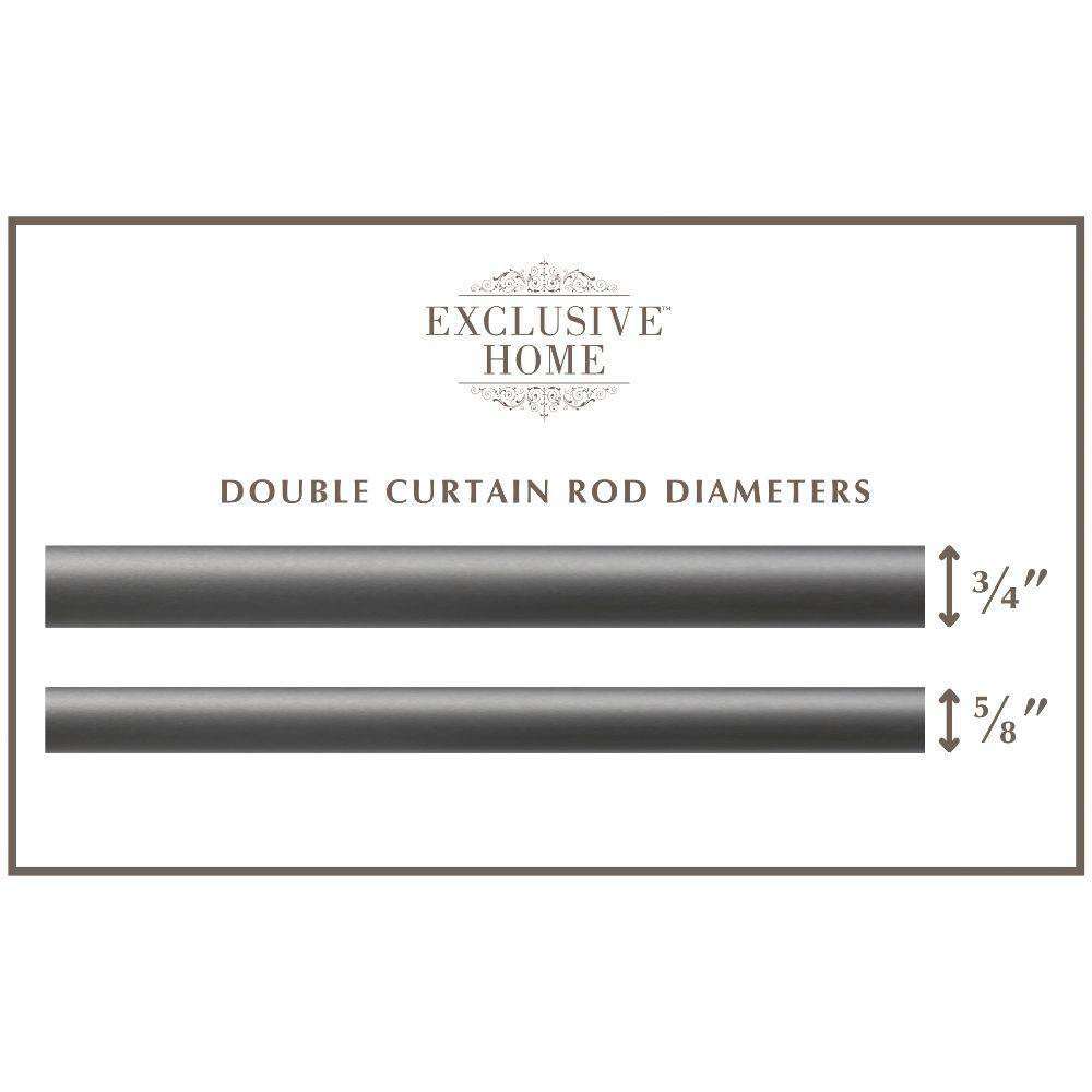 Topper Double 66 In. – 120 In. Adjustable 3/4 In. Double Curtain Rod Kit in Gunm
