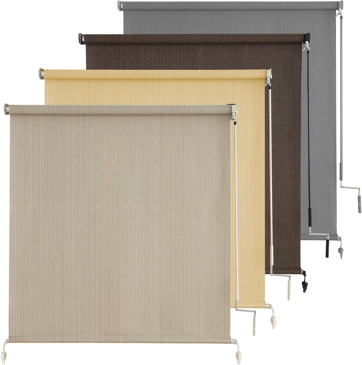 Cordless Outdoor Shades 96×96″ for Patio Privacy & UV Protection – Sesame