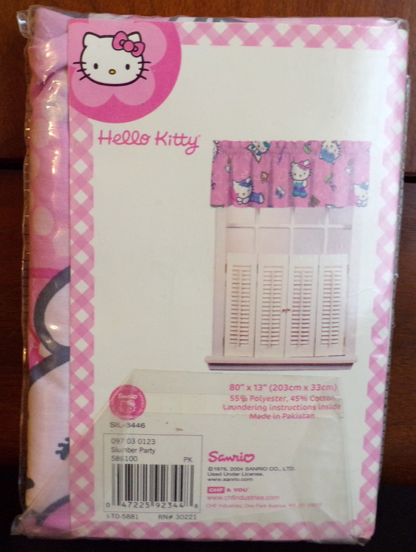 Hello Kitty Sanrio Home Collection Tailored Valance Slumber Party 80×13 2004 NIP