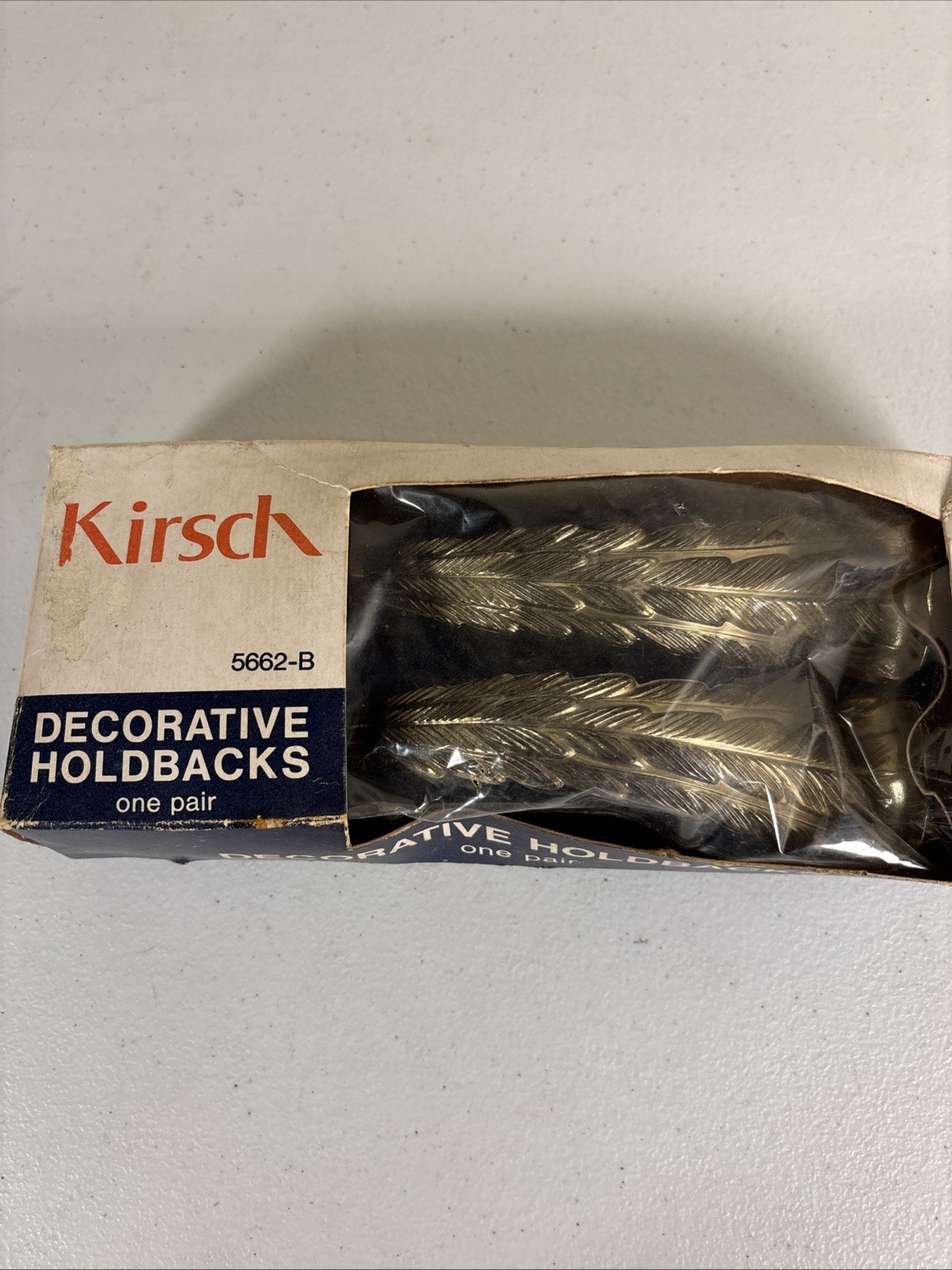 Kirsch Gold Metallic Feather Curtain Holdbacks Tiebacks Vintage Decorative NEW