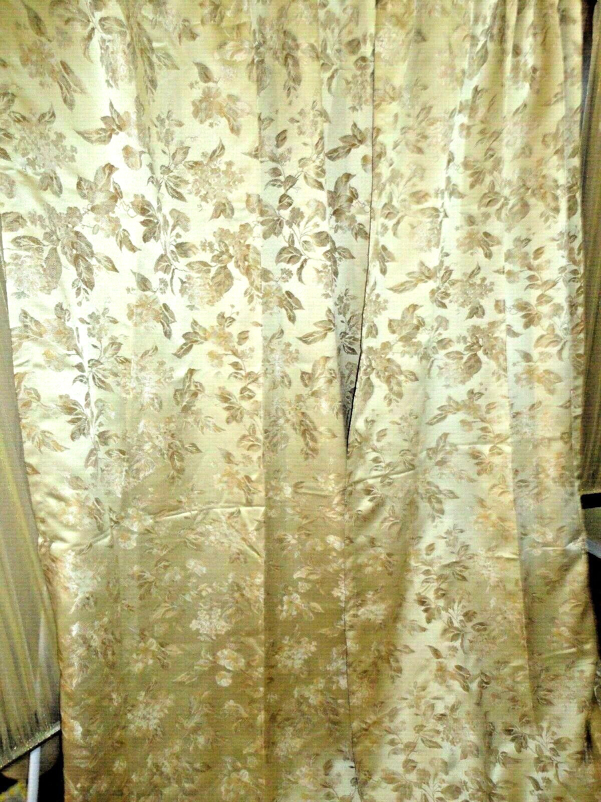 CROSCILL MARIETTA WISTERIA HYDRANGEA GOLD FLORAL YELLOW CREAM TAUPE (2) PANELS