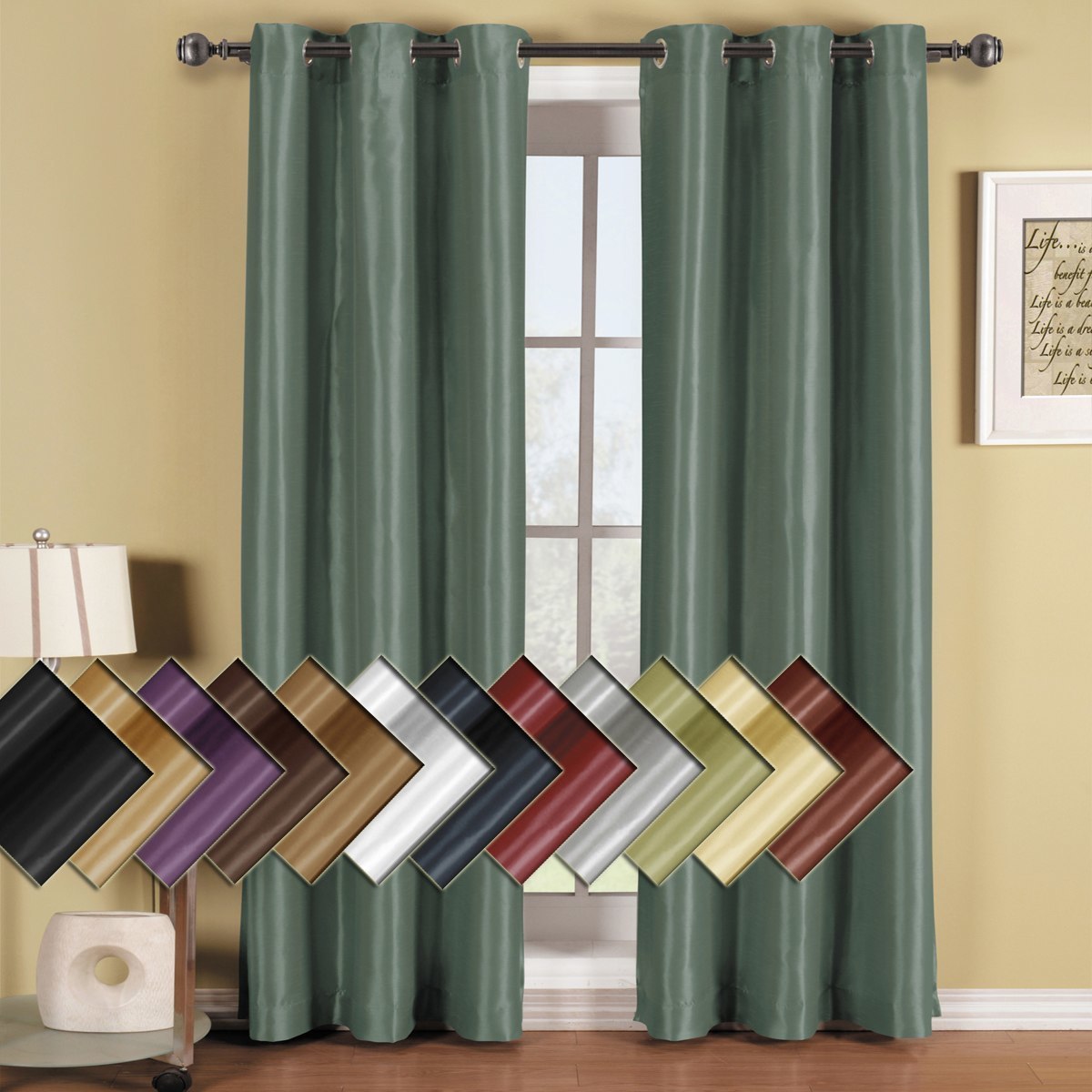 Soho Top Grommet Thermal Blackout Window Curtain Panels Solid Pattern (Single)