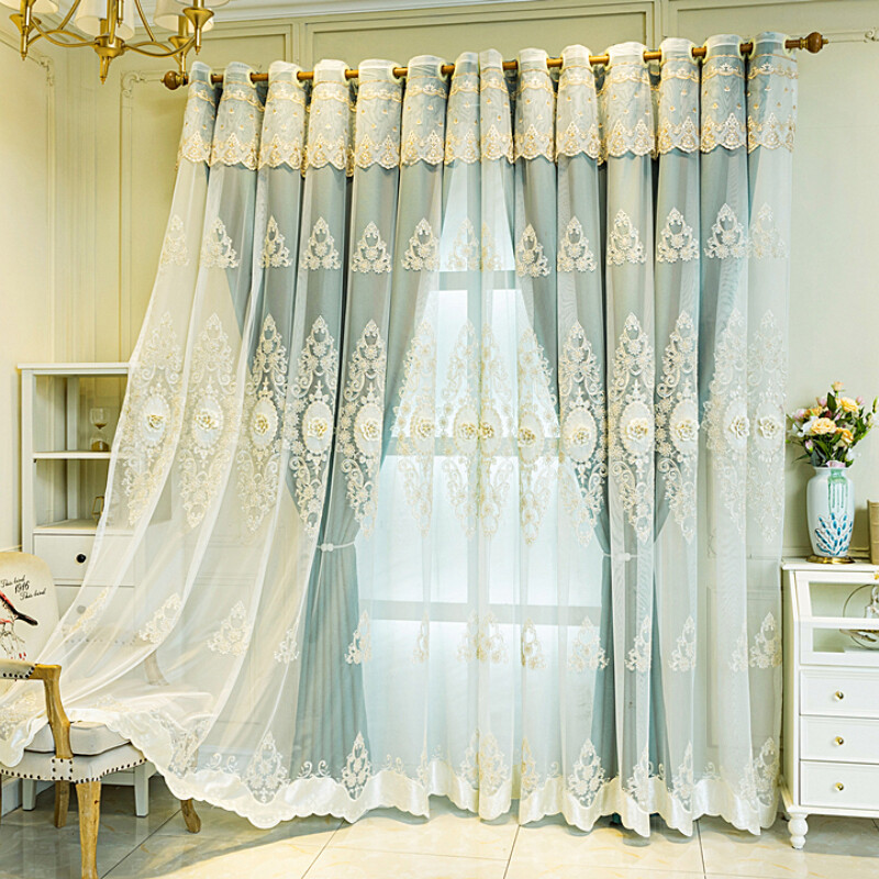 1 Panel Blackout Curtain Double Layer Window Tulle Drape Valance 3D Flower Home