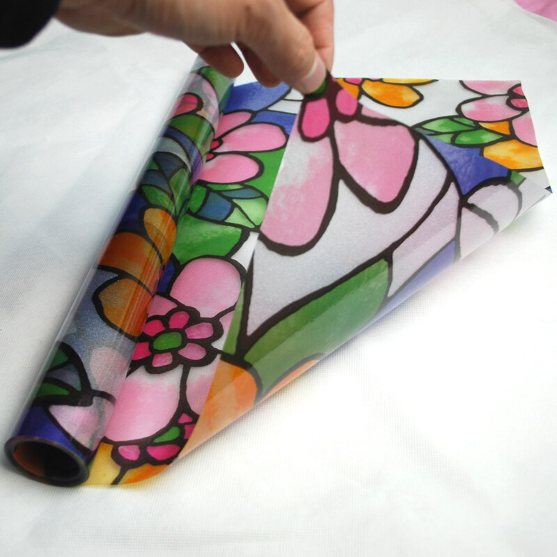 3D Floral Stained Glass Sticker Frosted Statics Cling Window Films Opaque Decor
