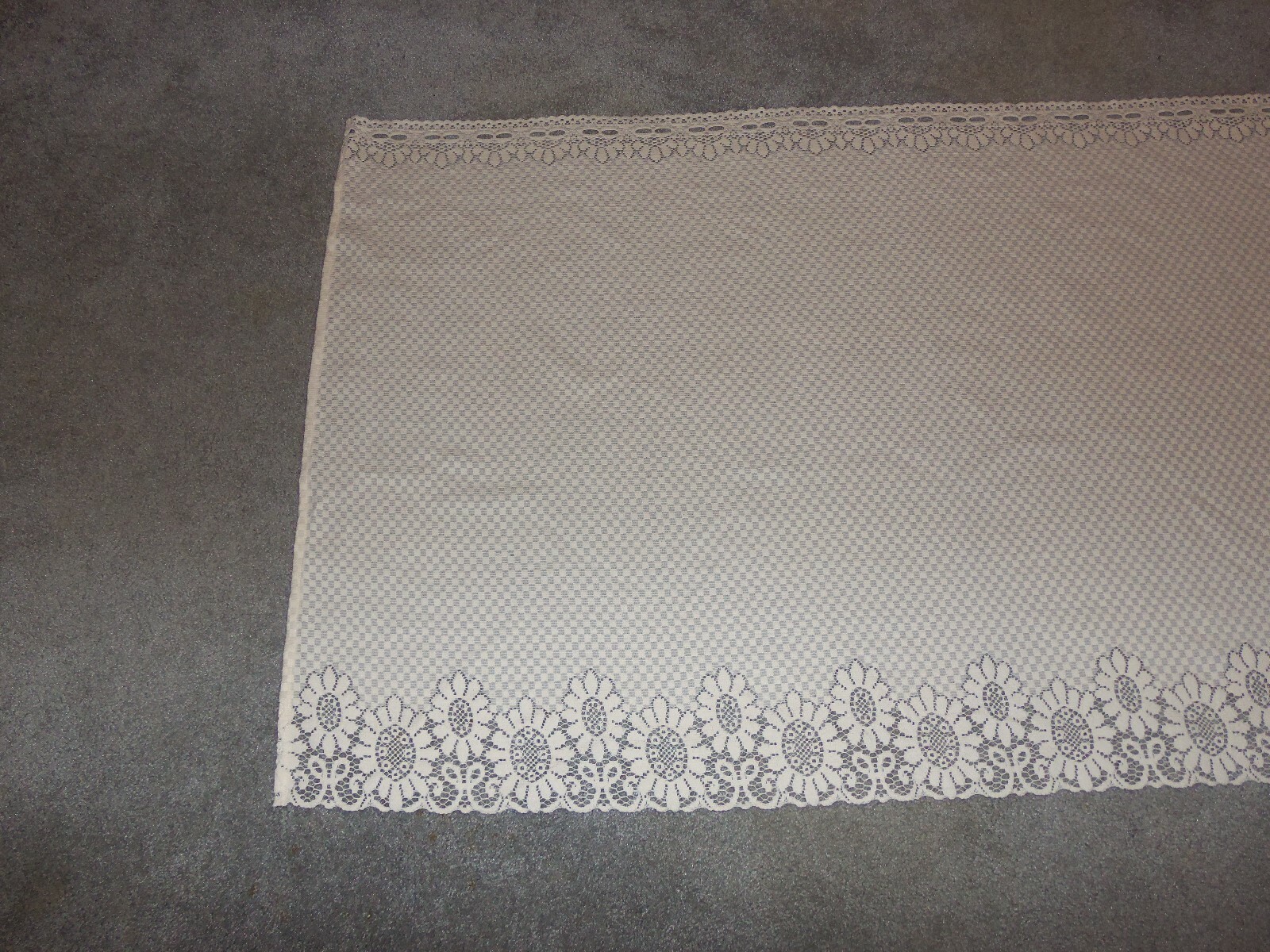 Lace Window Tier Ivory Checkerboard design 36”L x 60”W Factory Error
