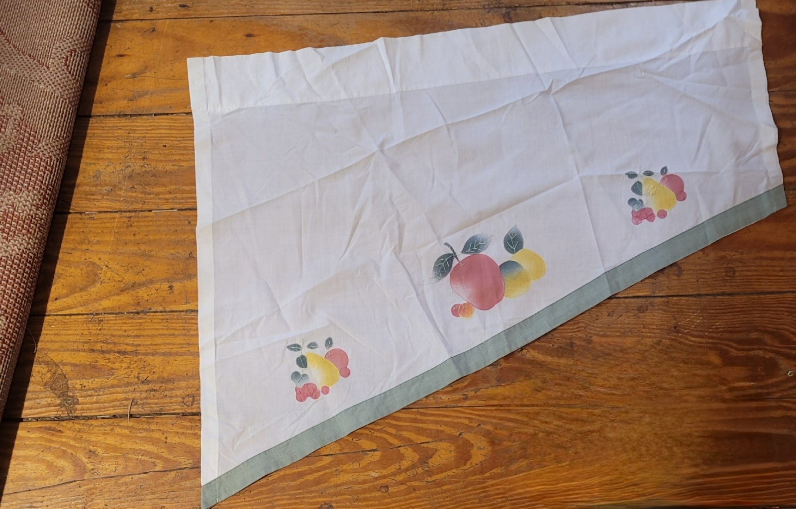 1 Set 2 Piece Vintage Peach Lemon Pear Curtains Valances Grandma’s Kitchen
