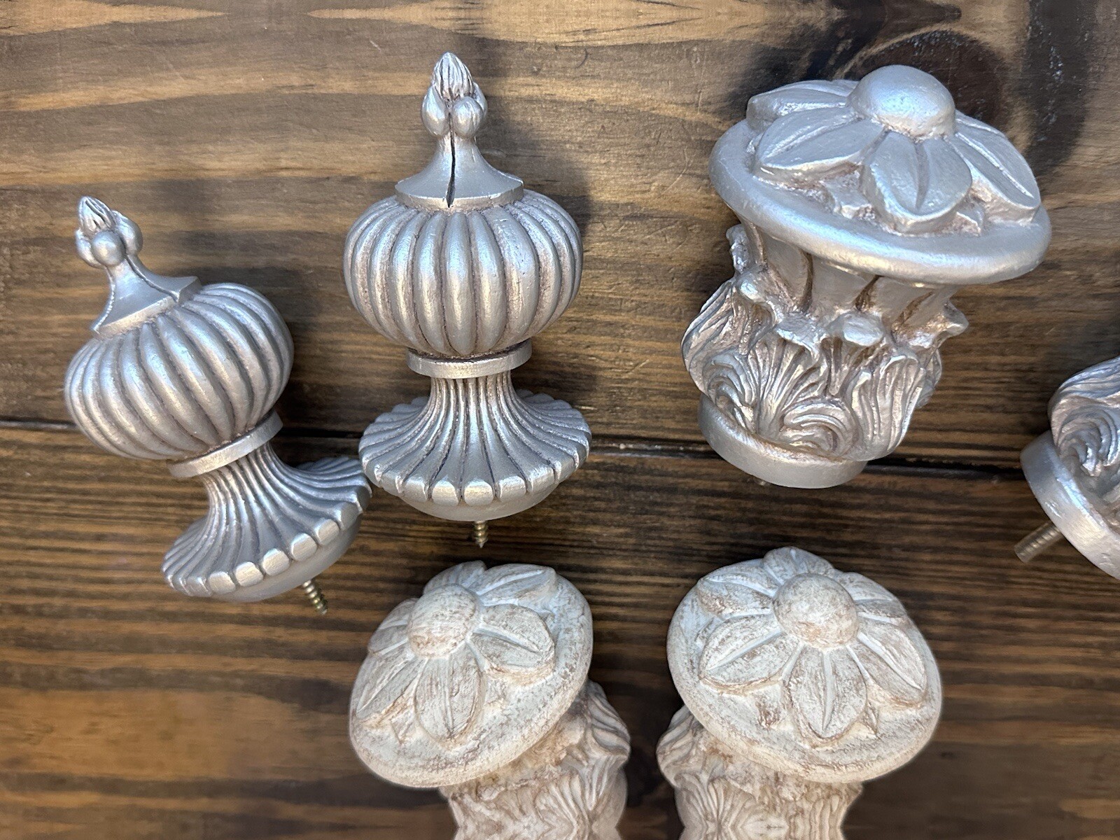 Kirsch Levolor 1 3/8” Pole Finial Pewter Off White Ornate French Regency Lot New