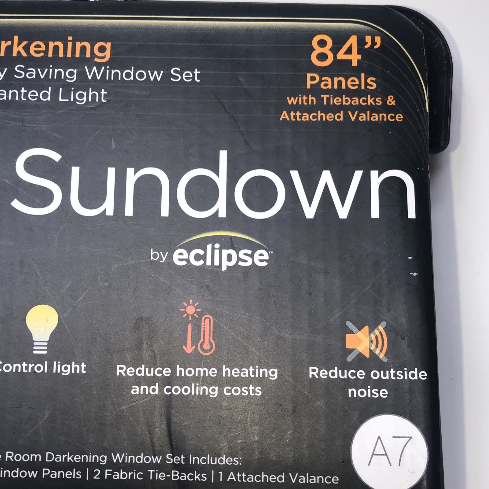 5 PC SET ) Sundown Eclipse Room Darkening Rod Pocket Panel Pair 52” x 84”