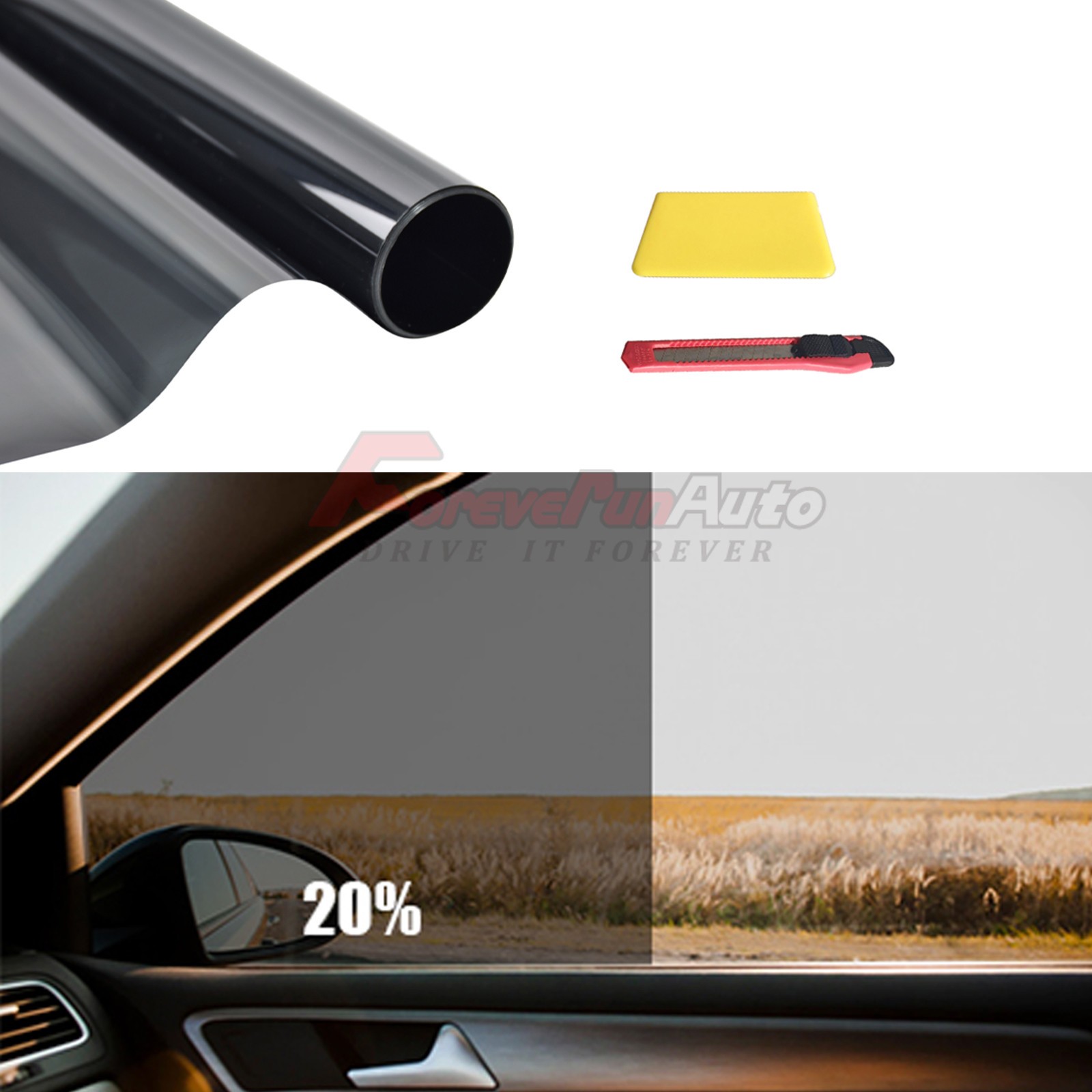 2Ply 40″x100FT 20% VLT Window Tint Film Roll Car Truck UV Protection