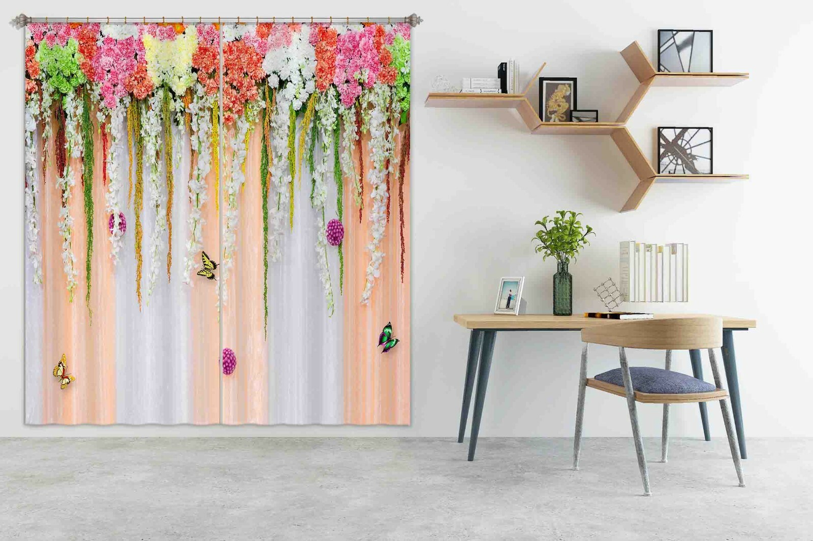 3D Flower Butterfly ZHUA1763 Blockout Photo Curtain Fabric Window Zoe