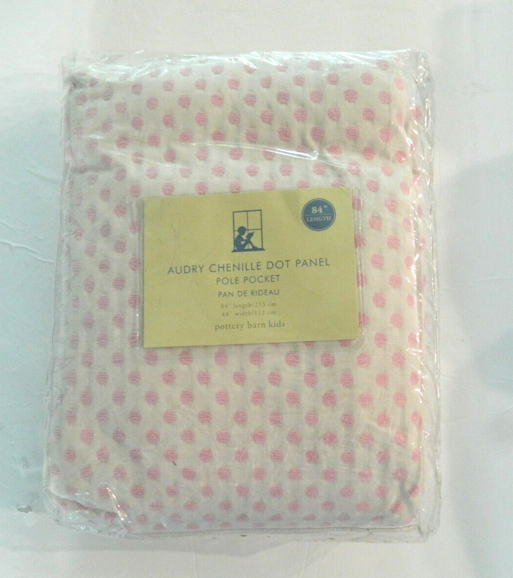 NIP Pottery Barn Kids Audrey Chenille Dot Panel Curtain Panel Pole Pocket 84×44″