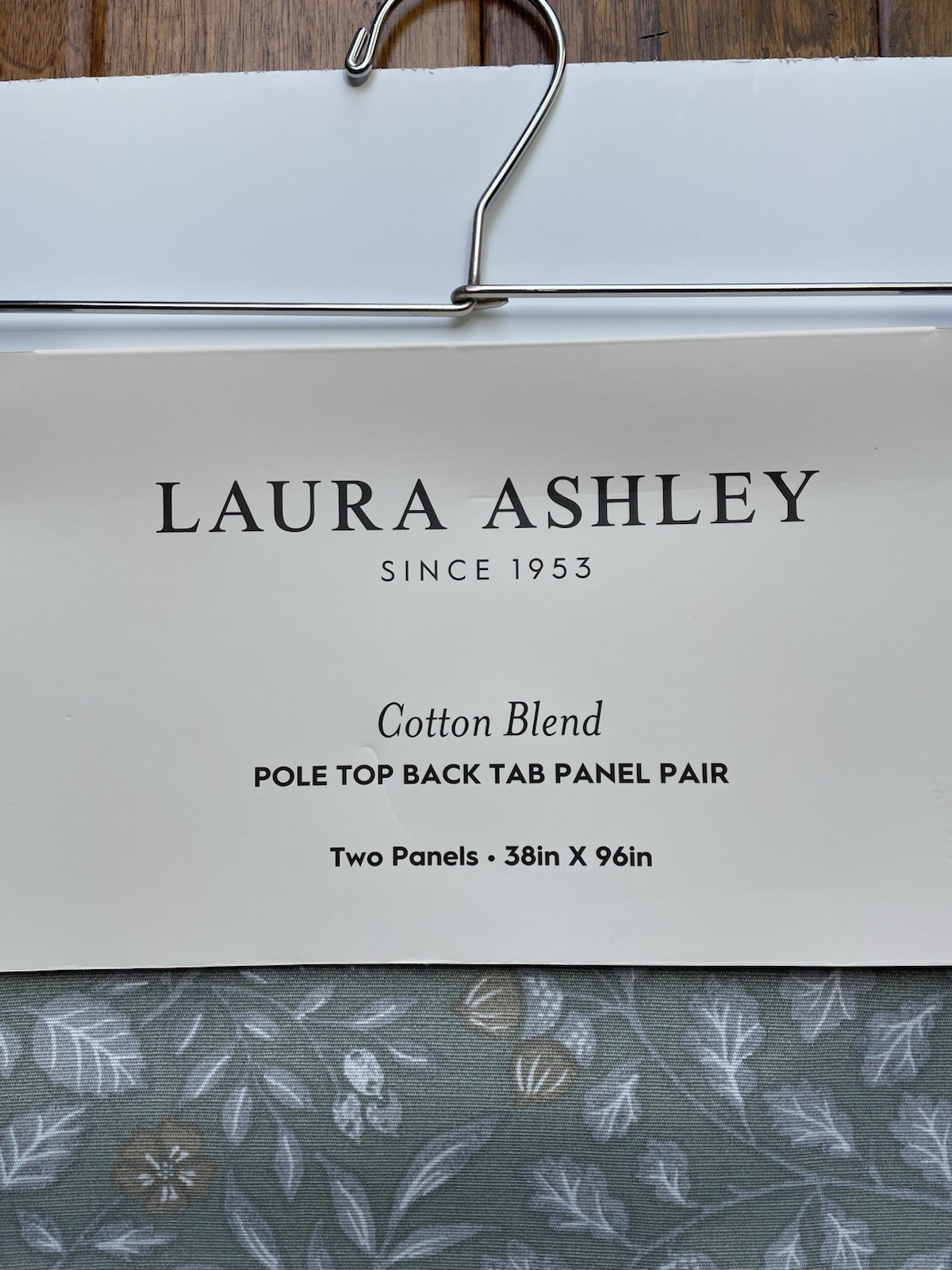 Laura Ashley ELDER FOREST 38”x96” Drapes Sage Green Cotton Blend 2 Panels NEW