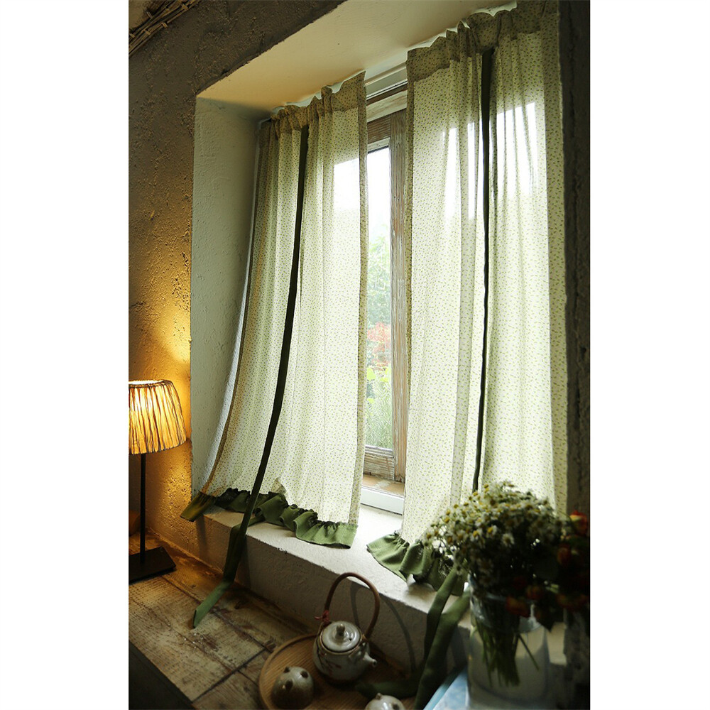 Bohemian Short Curtain Tie-Up Print Window Cafe Cabinet Drape Valance Home Decor