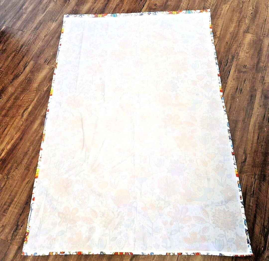 2 Curtain Panels. Whimsical Flowers & Birds. 63″x42″ Rod Pocket. Unbranded.