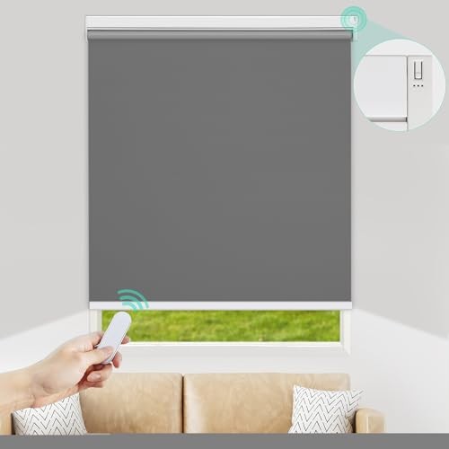 Motorized Roller Blinds with Remote Control for Windows, Blackout Smart