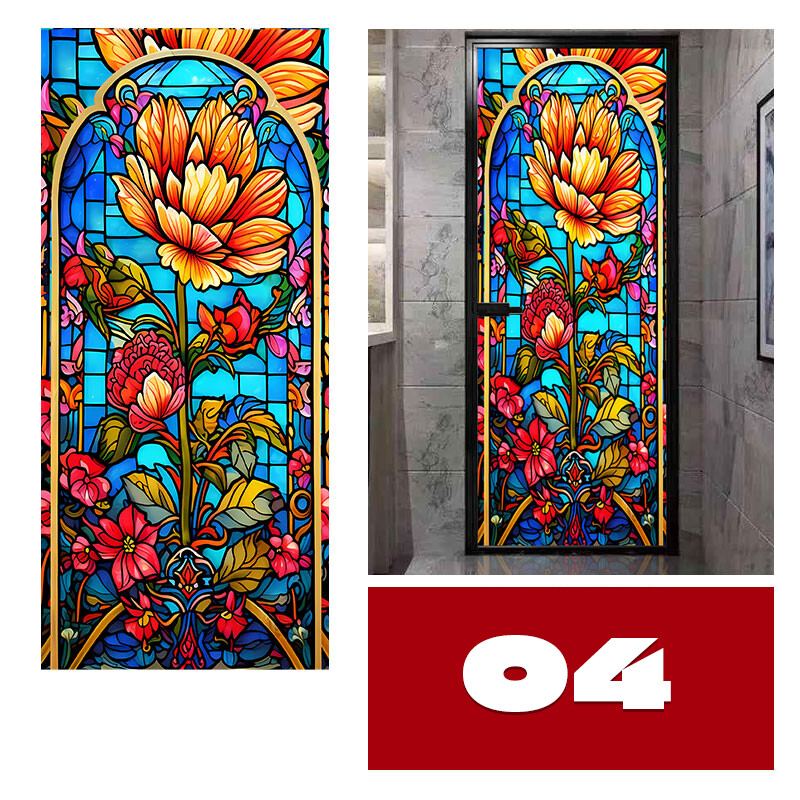 40*100/45*120cm Colorful Stained Glass Film Modern Art European Decor Privacy