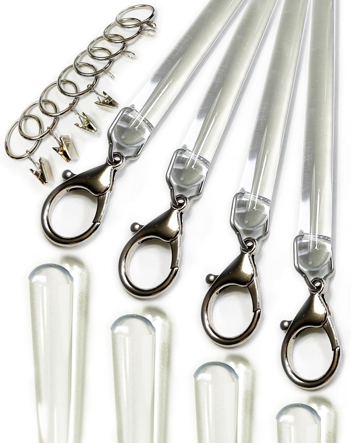 24 inch (4 Pack) All Clear Acrylic Curtain Pull Wand – Clear Curtain Wand