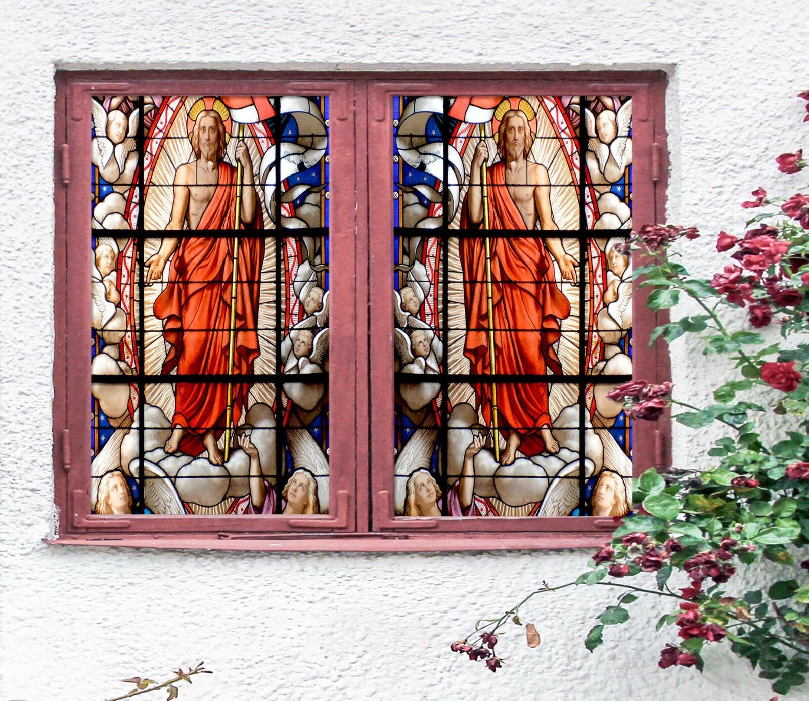 3D Red Man ZHU042 Window Film Print Sticker Cling Stained Glass UV Zoe