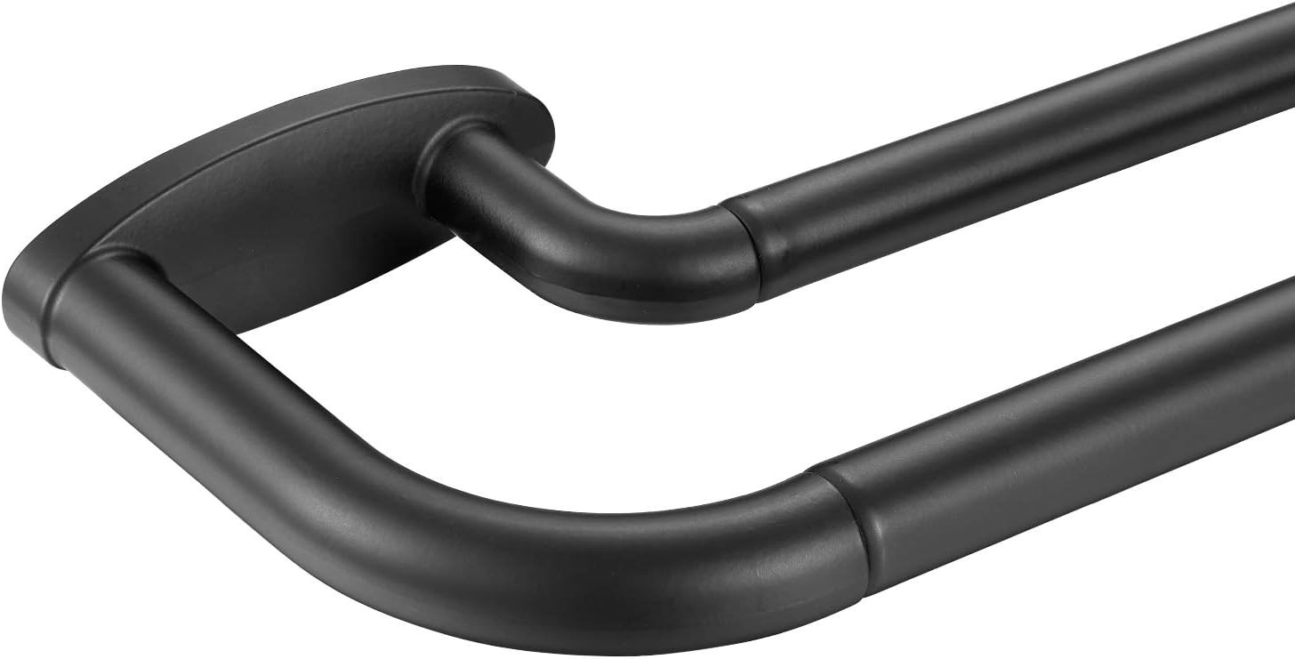 Double Curtain Rods Matte Black,Room Darkening Drapery Rod 72-144 Inches,Adju…