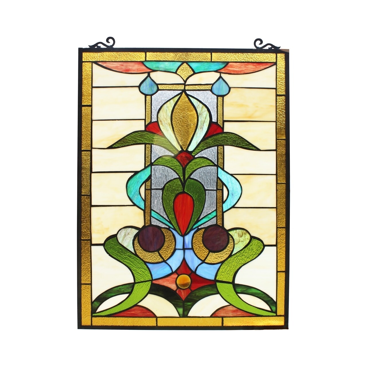 Stained Glass Window Panels Floral Modern Tiffany Style MATCHING PAIR Suncatcher
