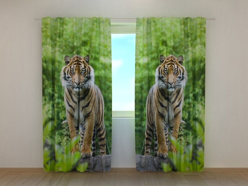 Window Curtain Printed with Two Tigers Image Wellmira Made to Measure