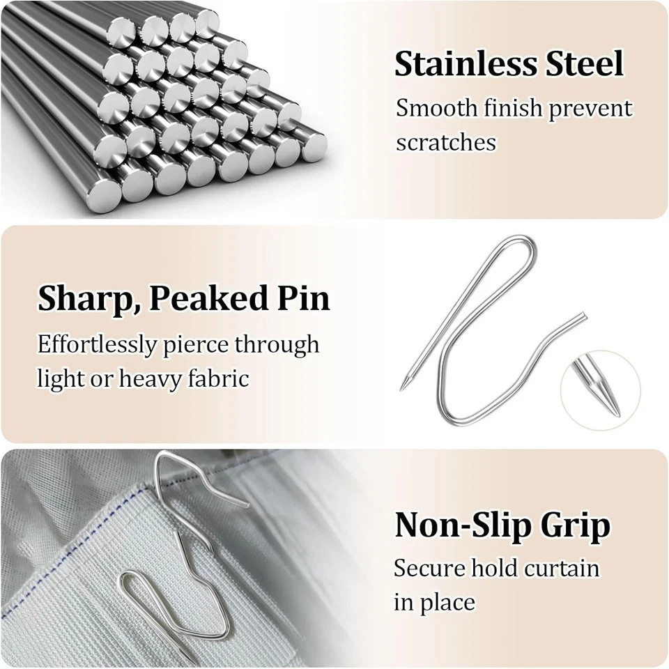 140 Pcs Metal Curtain Hooks S Shaped Drapery Pins Stainless Steel Curtain Clips
