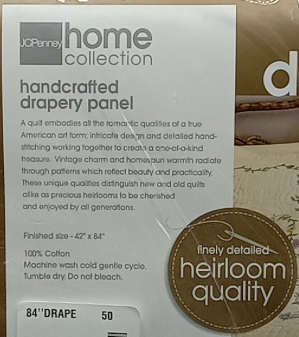 JCPenney Lafayette Embroidered Flowers Single Handcrafted Drapery Panel 42″x84″