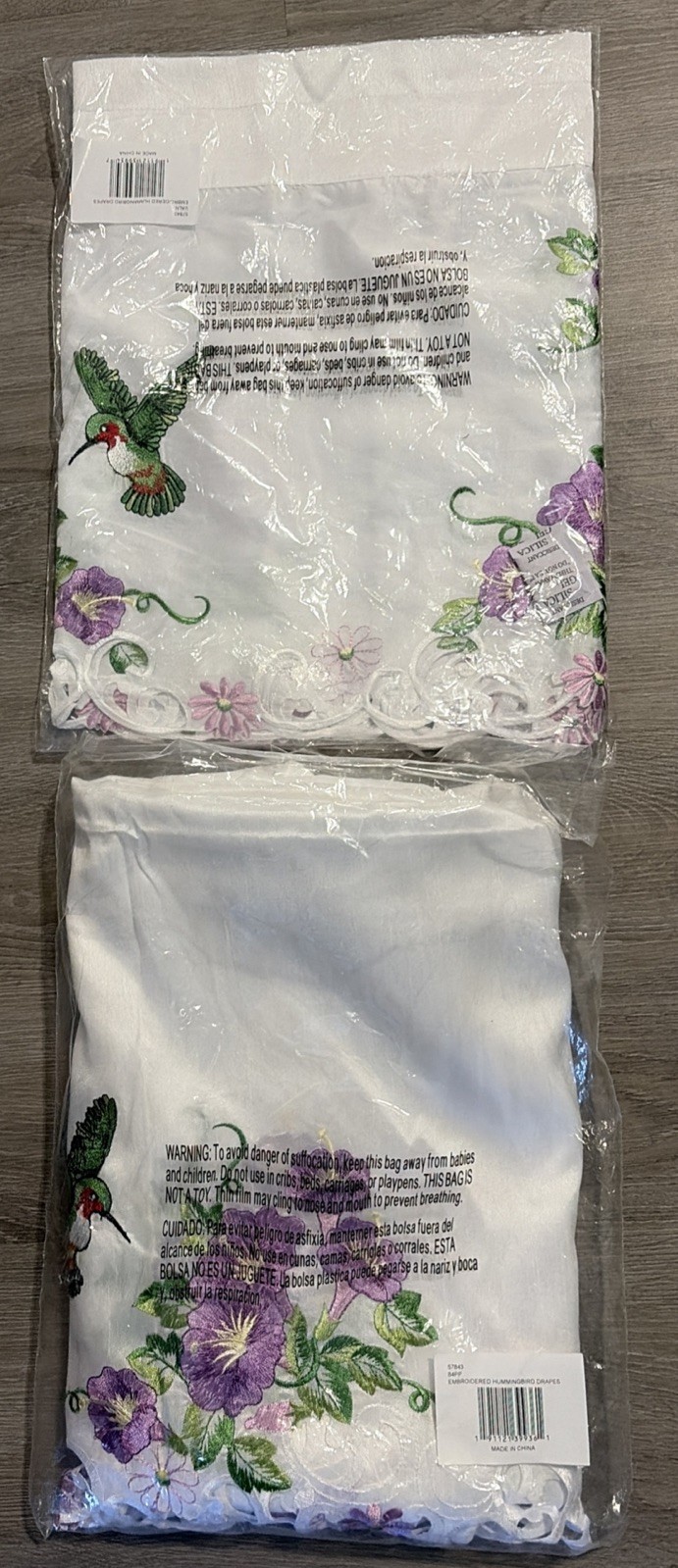 Hummingbird Valance and (2) 43″x84″Panels-New in Package