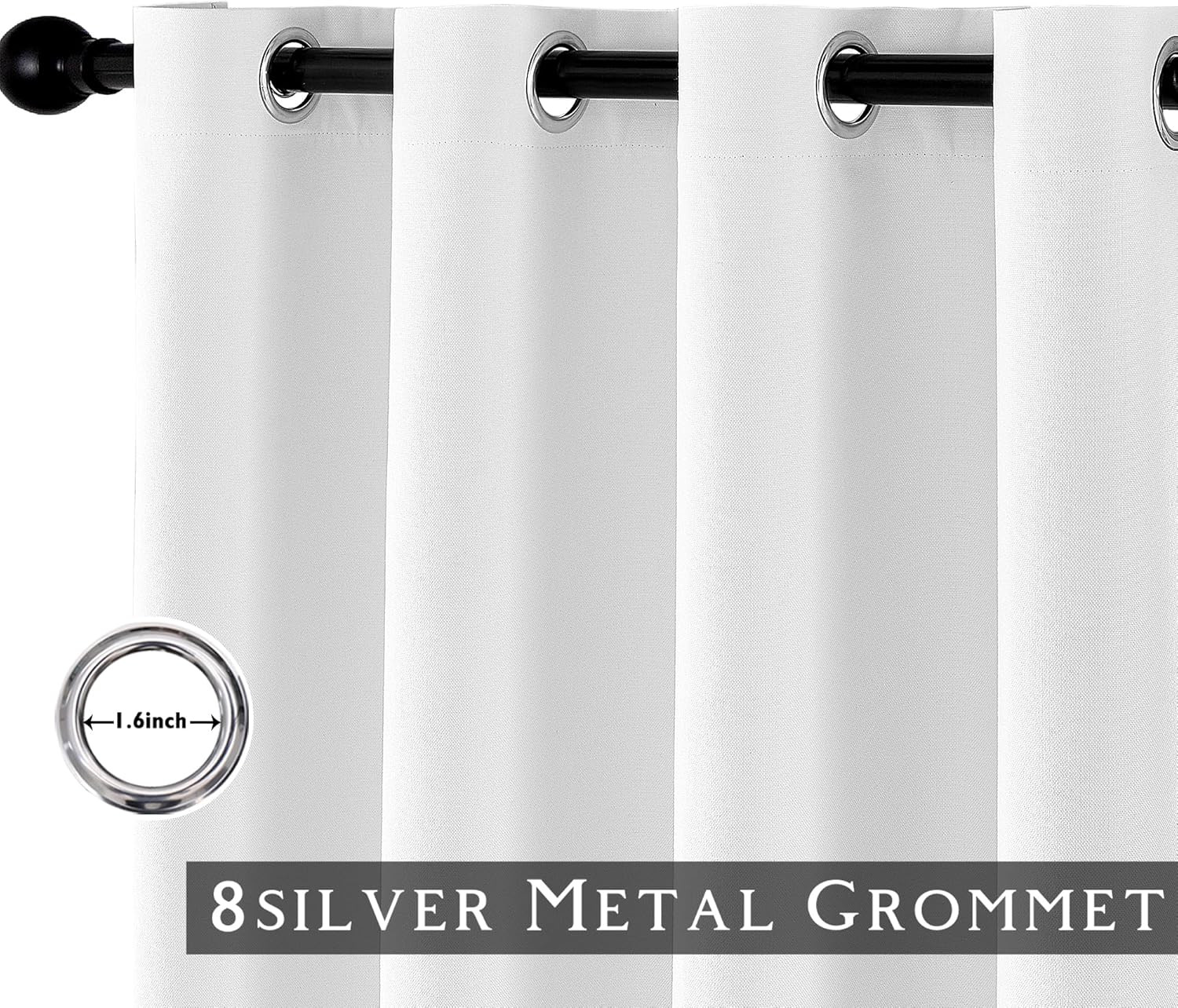 Chrisdowa 100% Blackout Pure White Solid Curtains 63 Inches Long 2 Panels for Be