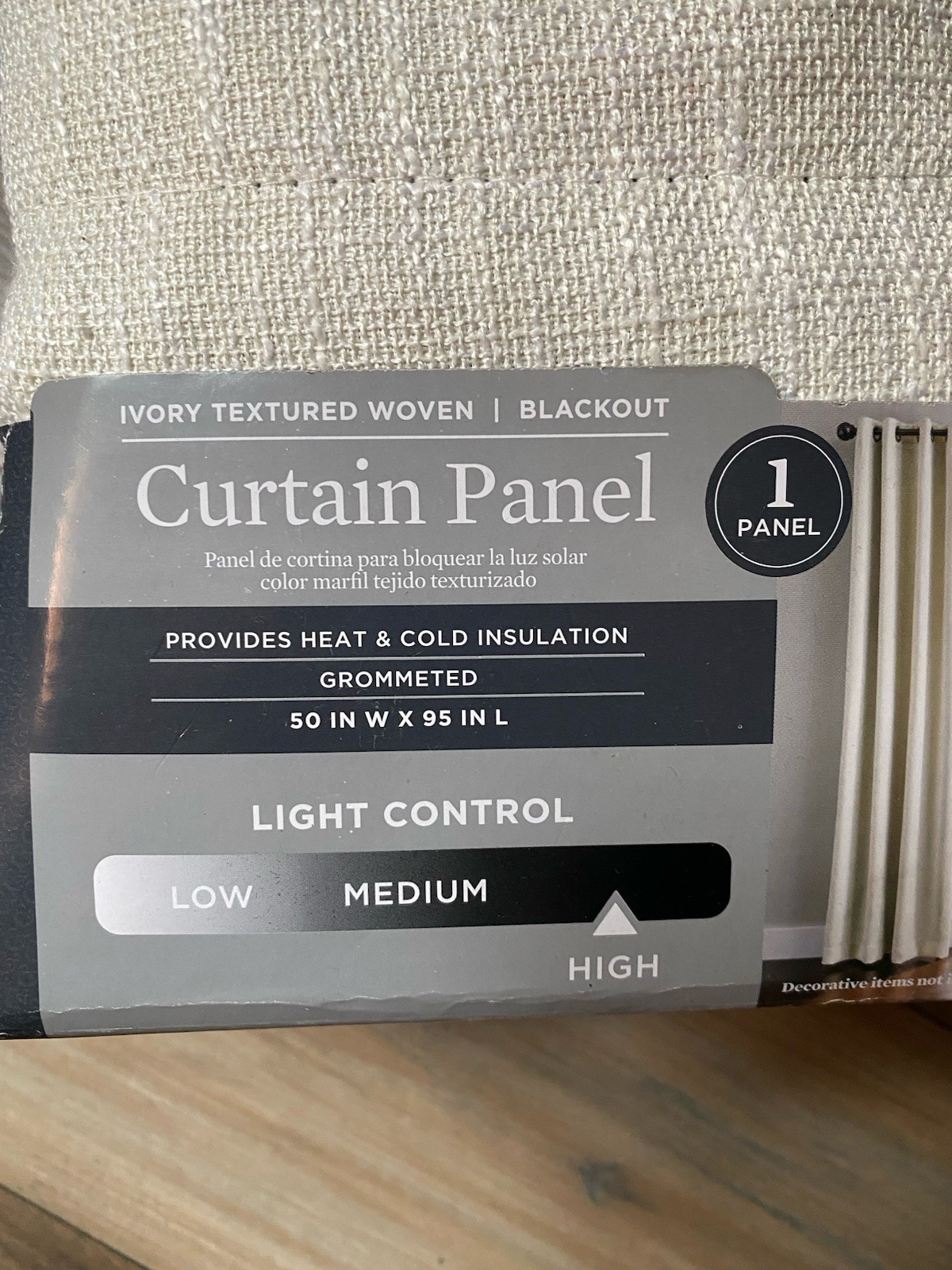 Better Homes & Gardens Ivory Textured Blackout Grommet Curtain Panel 50×95