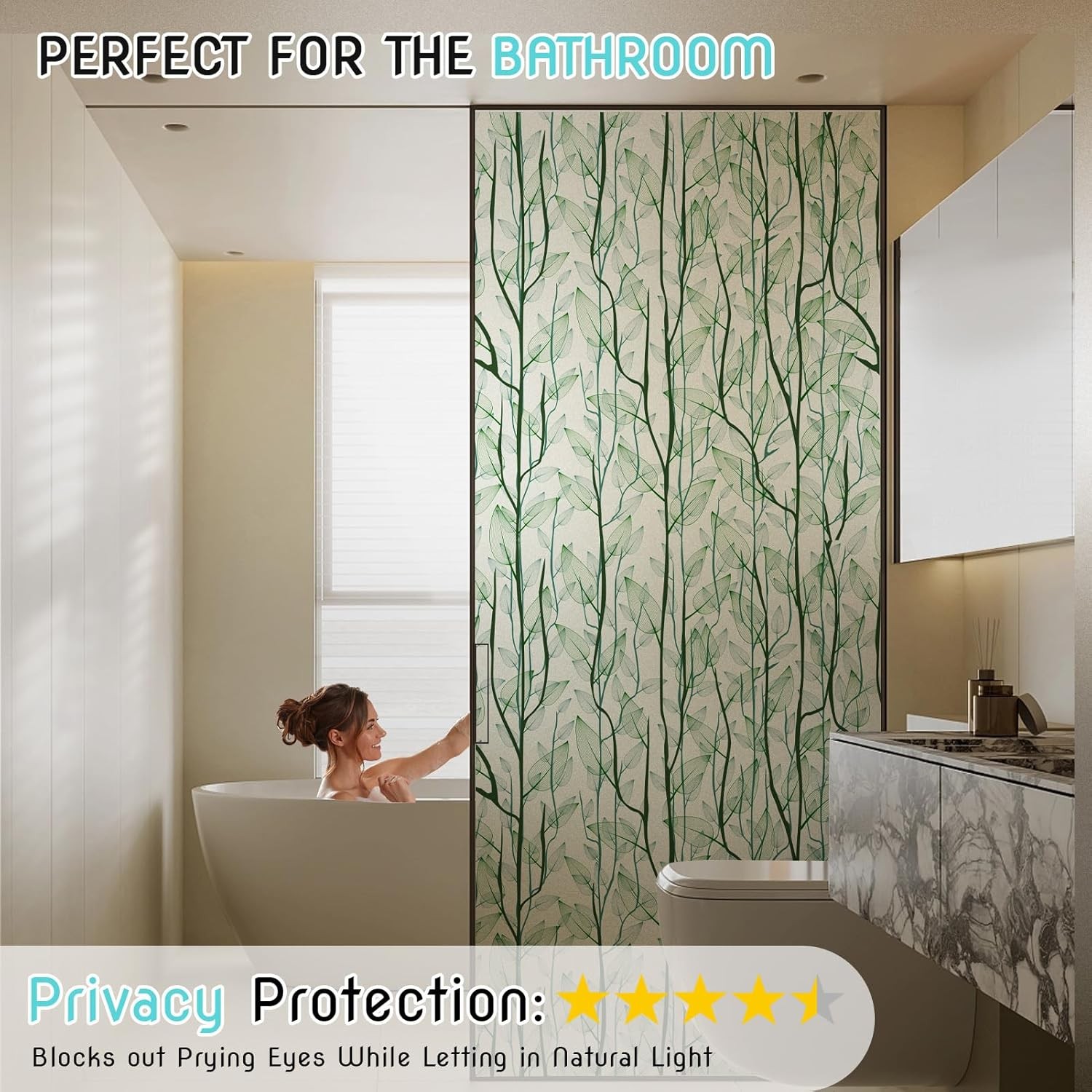 DKTIE Window Film Privacy 17.7'' x 78.7'', Dark Green