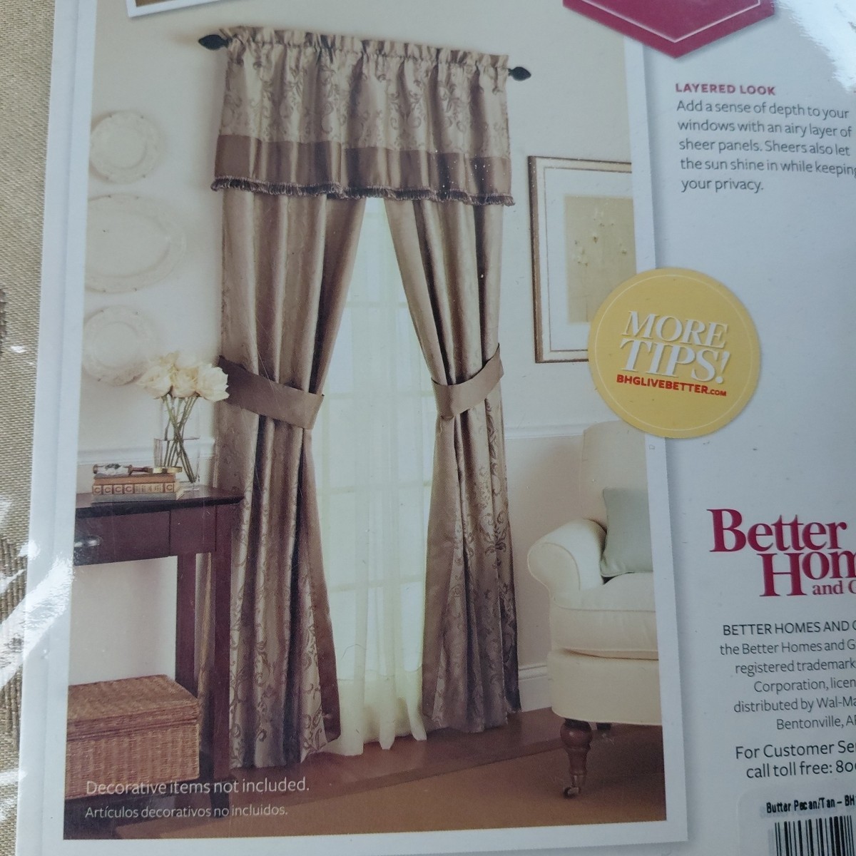 2 BETTER HOMES 84″ Toupe DAMASK SCROLL 5 pc Window Set Curtains NEW Heritage
