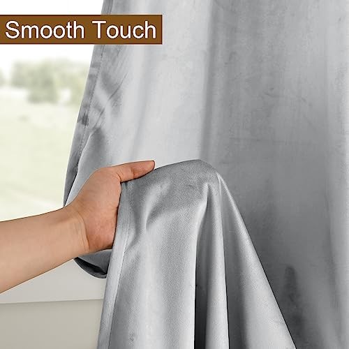 Velvet Curtains Extra Wide – Elegant Thick 60″W x 96″L (Pack of 2) Sliver Grey