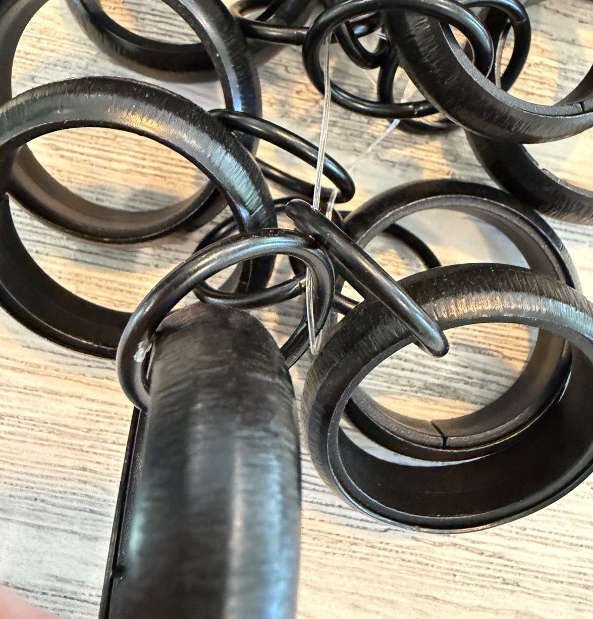 Set/10 Pottery Barn Quiet Glide Double Curtain Round Rings 0.75″ Cast Iron Black