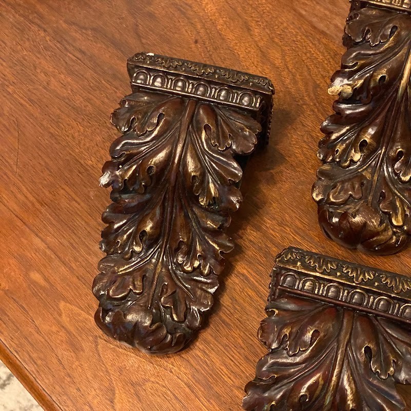 Wall Drapery Sconce Corbels Vintage Curtain Rod Swag Holders Bracket ~ Set of 4