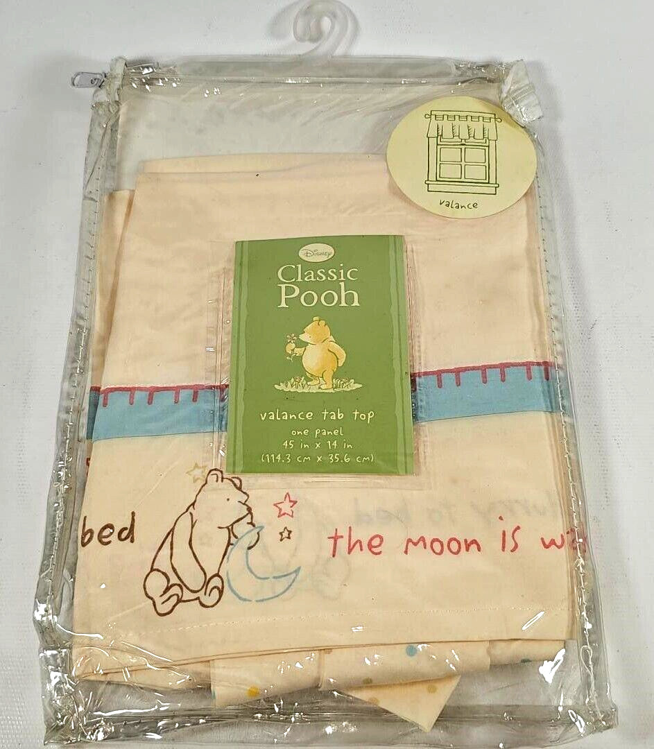 New Disney Classic Pooh Window Valance 45″ x 14″ Tab Top Cotton Bear and Things