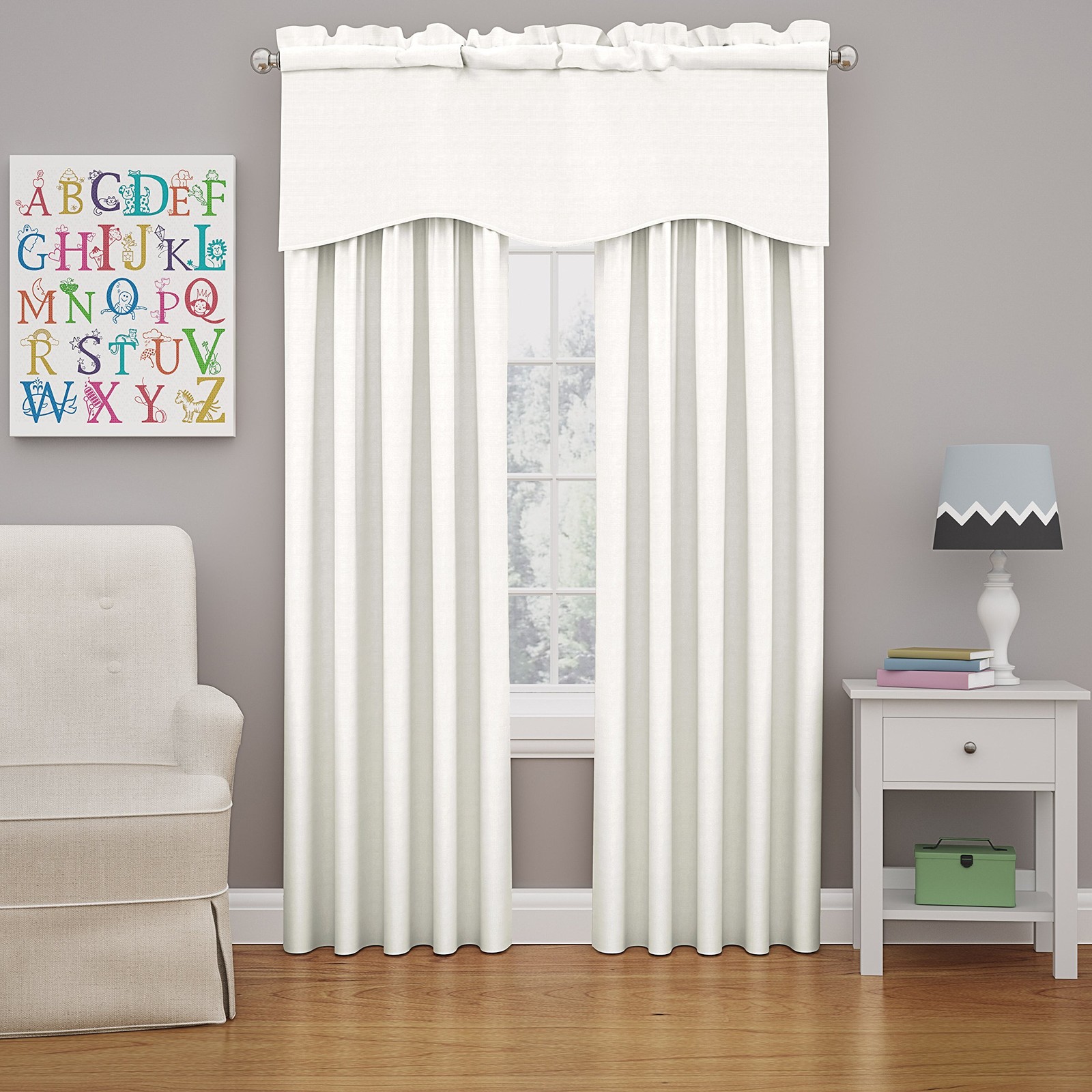 ECLIPSE Kendall Solid Scalloped Window Valance Curtains, 42″ x 18″, White