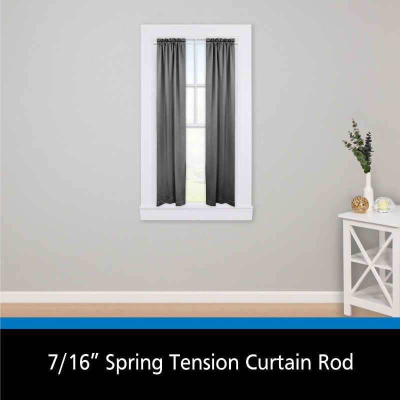 2 Pack 18-28 in Adjustable Spring Tension Curtain Rod 7/16in Diameter Steel Tube