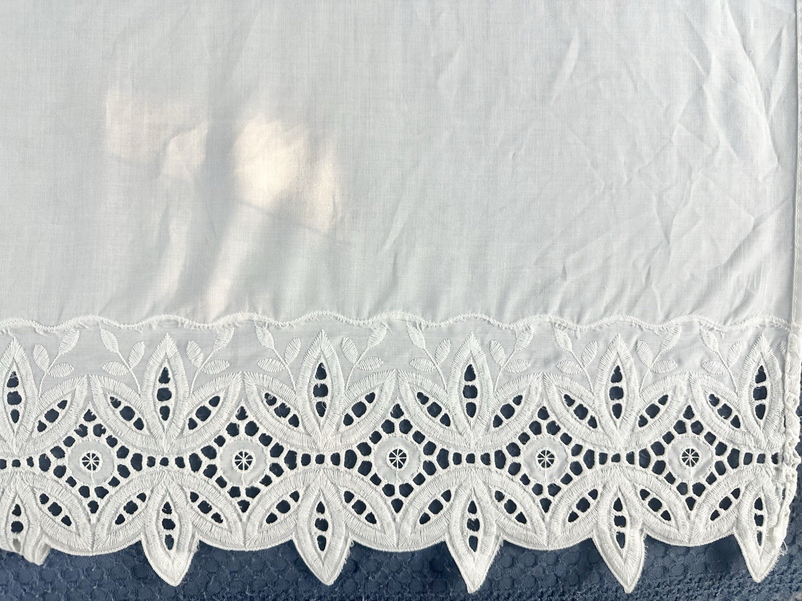 2 White 39″x39″ Custom Eyelet Trim Rod Window Treatment Curtain Drapes