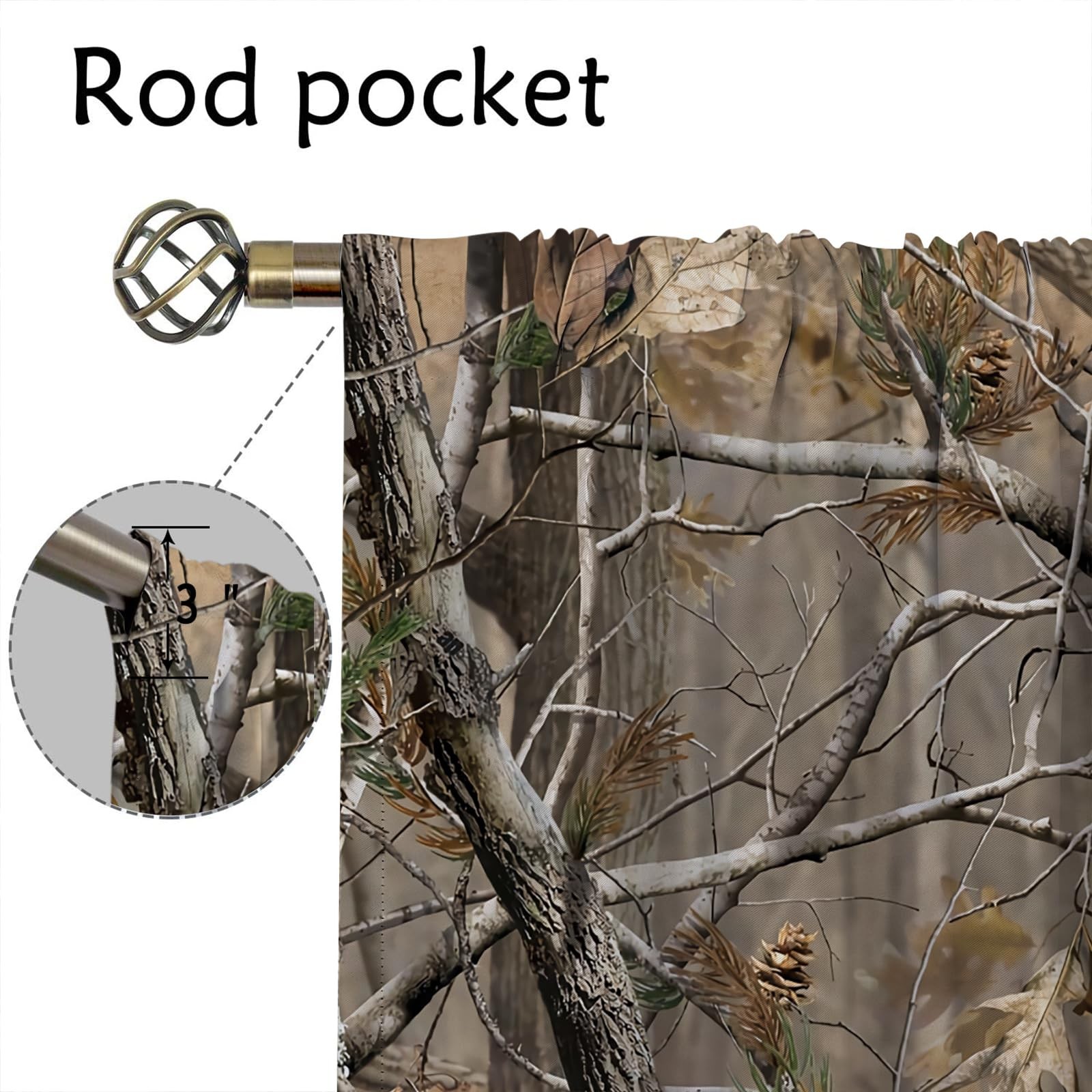Wusihorld Camo Tree Blackout Curtains for Home Decor,Realistic Forest Camoufl…