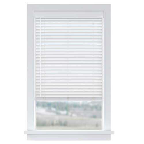Basics Cordless Light Filtering Faux Wood Blinds, Easy to Install 35″W x 64″H