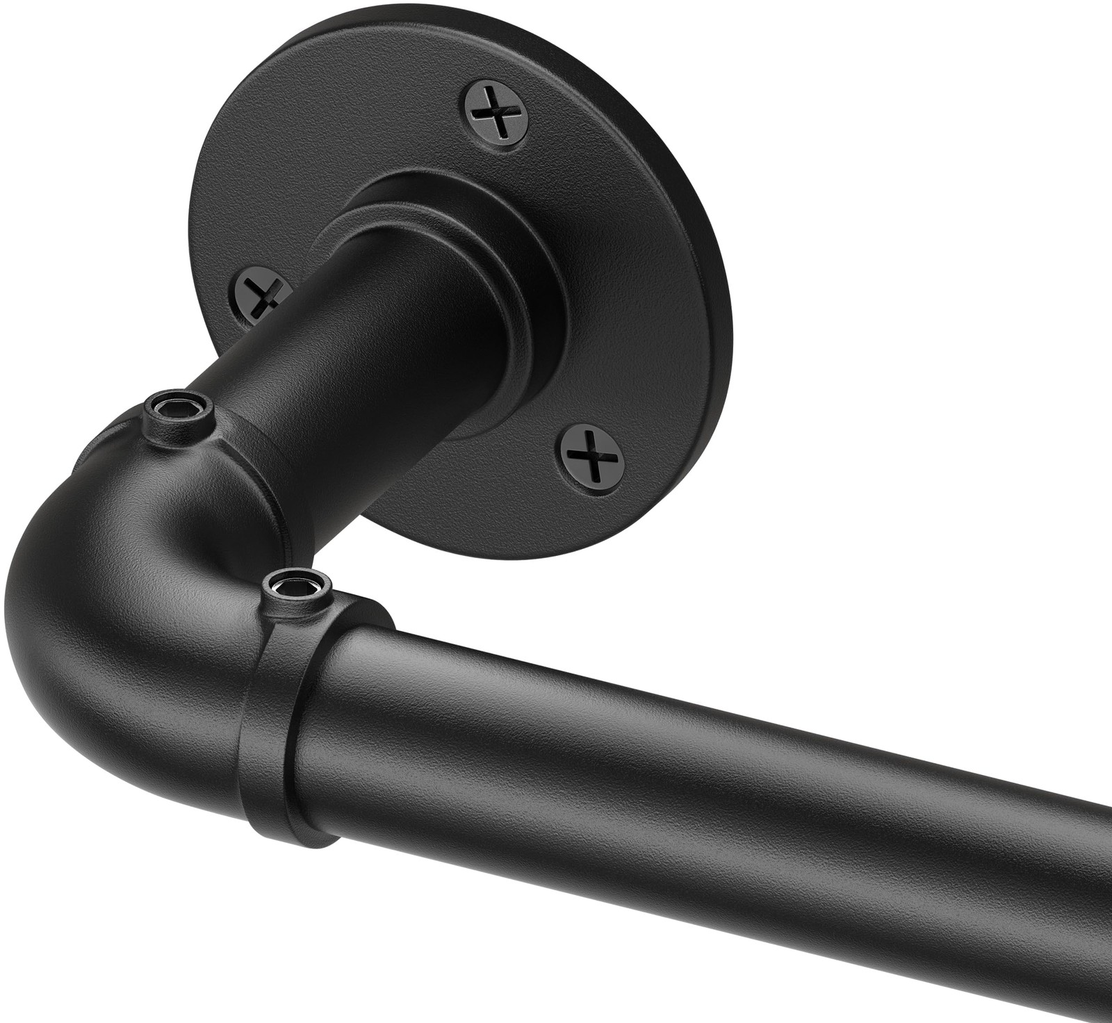 Qouara Curtain Rod 40-76 Black 1 Inch Adjustable Indoor/Outdoor Drapery Pole