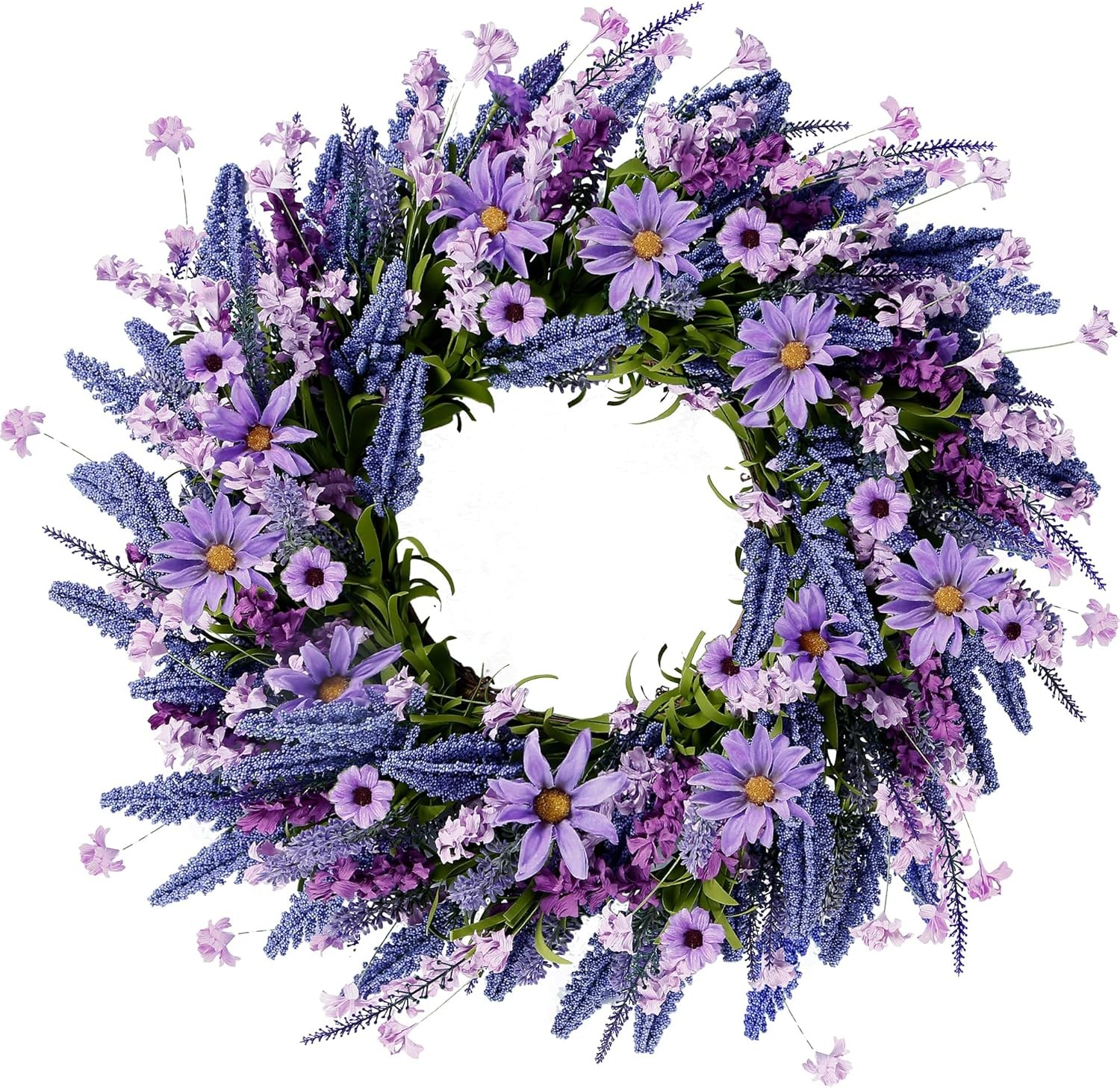 Sggvecsy Lavender Wreath for Front Door 22 Inch – Purple Daisy Spring
