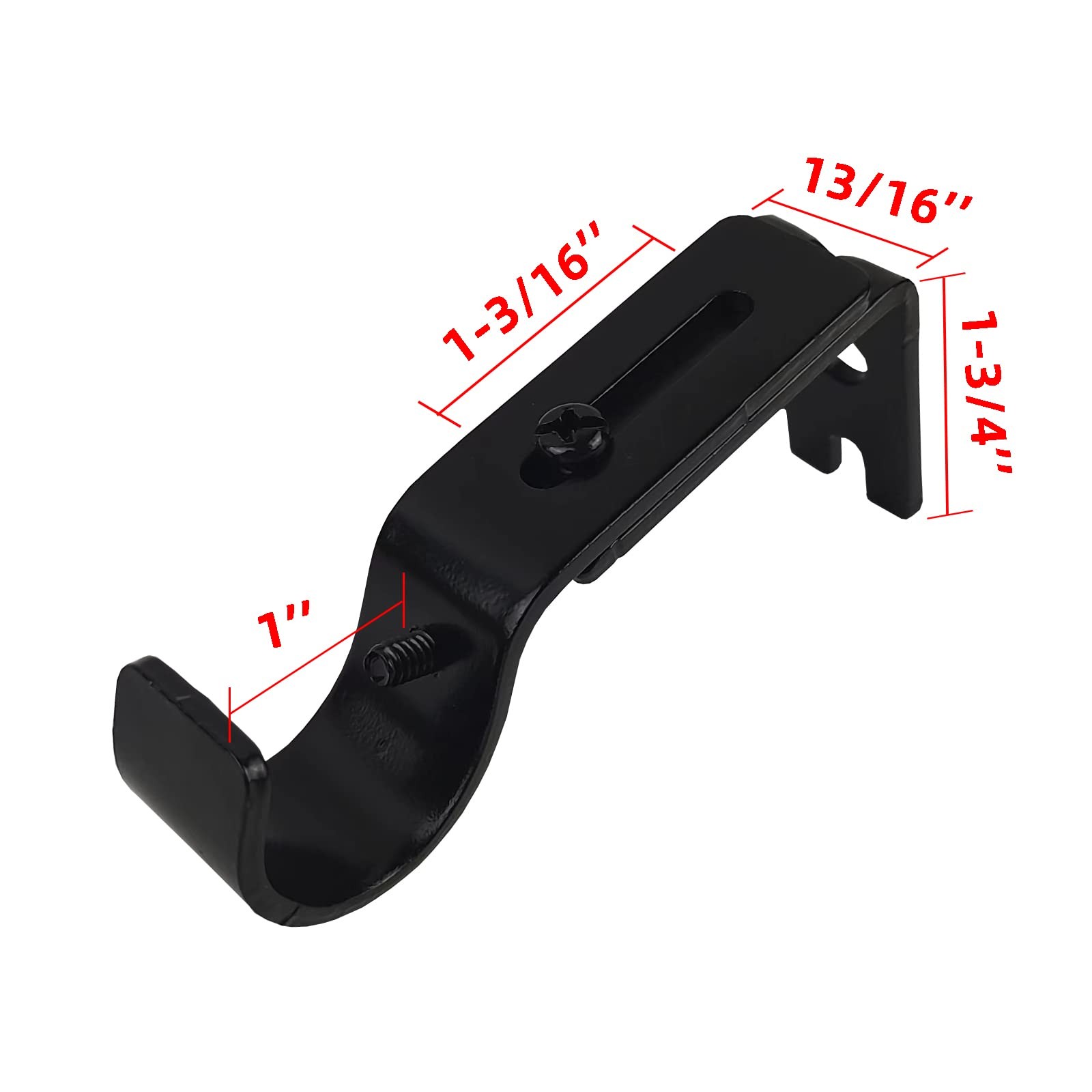 Black Adjustable Curtain Rod Brackets Wall Mount Fits 7/8 Or 1 Inch 6 PCS